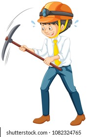An Office Worker Mining on White Background illustration