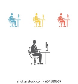 Office worker. Obesity man icon
