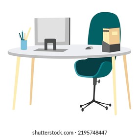 Office worker on weekend or vacation. Out of workplace. Modern office interior. Business concept