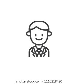 Office worker outline icon. linear style sign for mobile concept and web design. Businessman portrait simple line vector icon. Symbol, logo illustration. Pixel perfect vector graphics