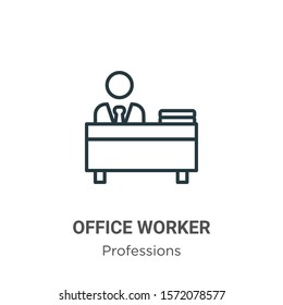 Office worker  outline vector icon. Thin line black office worker  icon, flat vector simple element illustration from editable professions concept isolated on white background