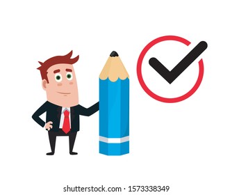 Office worker- Pencil and check sign