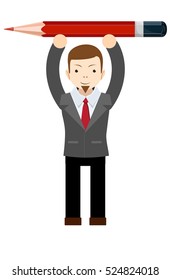 office worker with pencil . Stock vector illustration