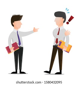 Office worker point at another worker that are shocking