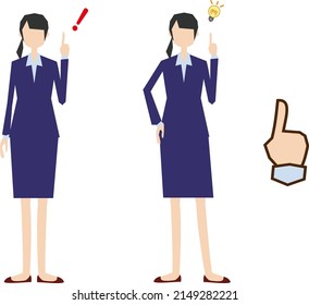 An office worker posing with his index finger up and fluttering