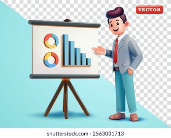 Office worker presentation. 3d vector, Suitable for business, career and design elements