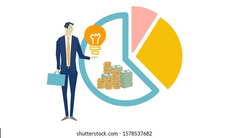 Office worker presentation idea with Pie graph of Finance and Investment Concept, business data, statistic data, accounting infographic, easy to use and highly customizable Digital marketing growing,