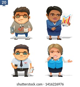 office worker professions set on a white background