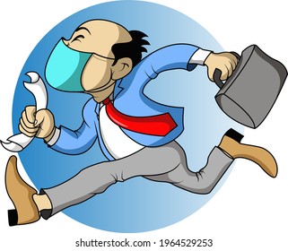 an office worker ran because he was late