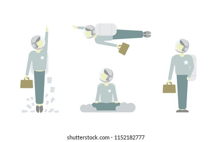 Office worker - rocket. He is able to do the work quickly and very efficiently.  Also has a flying backpack and helmet.