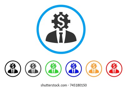 Office Worker rounded icon. Style is a flat gray symbol inside light blue circle with additional colored versions. Office Worker vector designed for web and software interfaces.