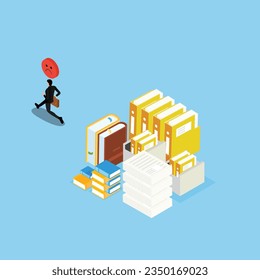 Büroangestellte kommen von der Arbeit isometrischen 3D-Vektorkonzept für Banner, Website, Illustration, Landing-Page usw.