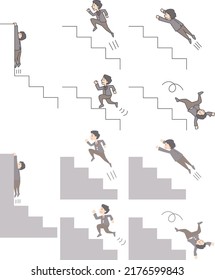 Office worker set climbing stairs

