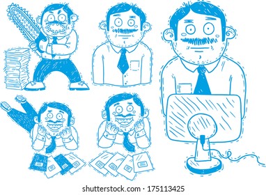 office worker set of tasks