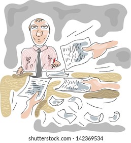 office worker signs the documents