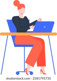 Office worker sitting at desk using laptop making video conference gesturing thumb up sign, communicating online, working remotely from home or office, freelance work, online education