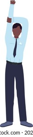 Office worker stretches semi flat color vector character. Standing figure. Full body person on white. Workplace stretching isolated modern cartoon style illustration for graphic design and animation