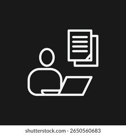 Office Worker and Student at Laptop Icon for Writing, Data Entry, and Online Document Management