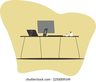 office worker table building space
equipment for flat design