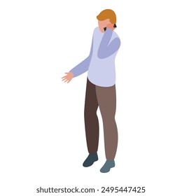 Office worker talking on the phone, explaining something with his hand