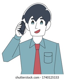 Office worker talking on a smartphone
