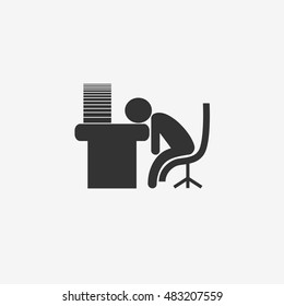Office worker was tired. Sleeping workers. Vector icon