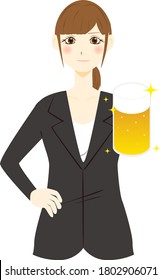 Office worker toasting with beer