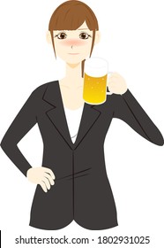 Office worker toasting with beer