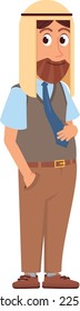 Office worker in traditional middle eastern clothes. Islamic character