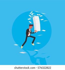 Office worker trying to cope with the workload