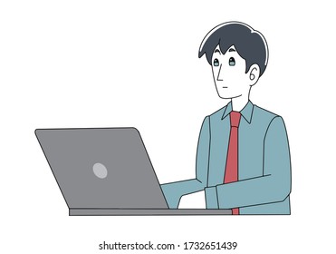 Office worker typing on a computer