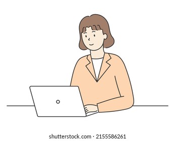 Office worker using laptop computer