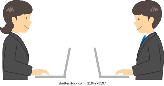 Office worker using a laptop: Vector