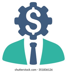 Office Worker vector icon. Style is bicolor flat symbol, cobalt and cyan colors, rounded angles, white background.