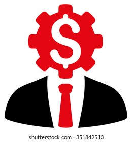 Office Worker vector icon. Style is bicolor flat symbol, intensive red and black colors, rounded angles, white background.