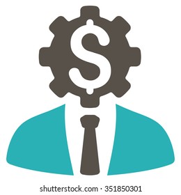 Office Worker vector icon. Style is bicolor flat symbol, grey and cyan colors, rounded angles, white background.