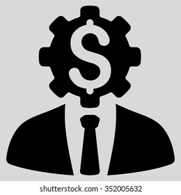 Office Worker vector icon. Style is flat symbol, black color, rounded angles, light gray background.