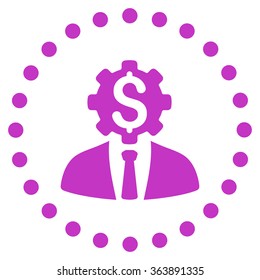 Office Worker vector icon. Style is flat circled symbol, violet color, rounded angles, white background.