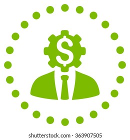 Office Worker vector icon. Style is flat circled symbol, eco green color, rounded angles, white background.