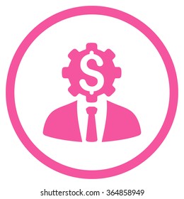 Office Worker vector icon. Style is flat circled symbol, pink color, rounded angles, white background.