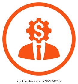 Office Worker vector icon. Style is flat circled symbol, orange color, rounded angles, white background.