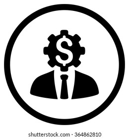 Office Worker vector icon. Style is flat circled symbol, black color, rounded angles, white background.
