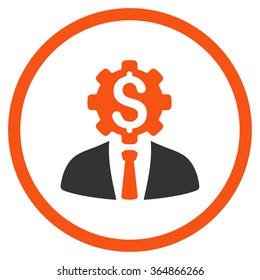 Office Worker vector icon. Style is bicolor flat circled symbol, orange and gray colors, rounded angles, white background.