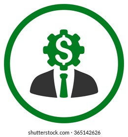 Office Worker vector icon. Style is bicolor flat circled symbol, green and gray colors, rounded angles, white background.
