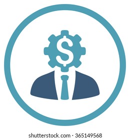 Office Worker vector icon. Style is bicolor flat circled symbol, cyan and blue colors, rounded angles, white background.