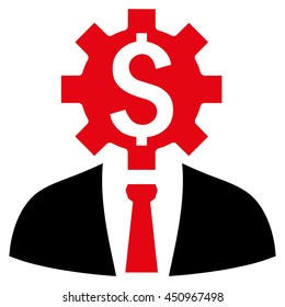 Office Worker vector icon. Style is bicolor flat symbol, intensive red and black colors, white background.
