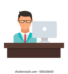Office worker vector illustration.