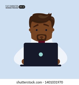 Office worker. Vector Isolated Graphic design illustration element. Human portrait, avatar businessman, manager, hard worker, support specialist, help consultant. Cartoon, flat, comic, simple style