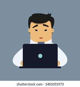 Office worker. Vector Isolated Graphic design illustration element. Human portrait, avatar businessman, manager, hard worker, support specialist, help consultant. Cartoon, flat, comic, simple style