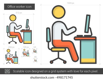 Office worker vector line icon isolated on white background. Office worker line icon for infographic, website or app. Scalable icon designed on a grid system.